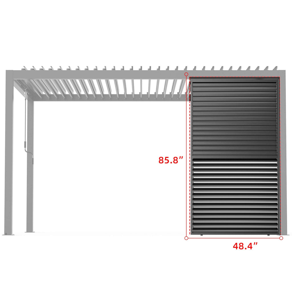 [04X07FT] Alora Premium Adjustable Aluminum Louvered Pergola With Side Wall Panel (SAK25458)