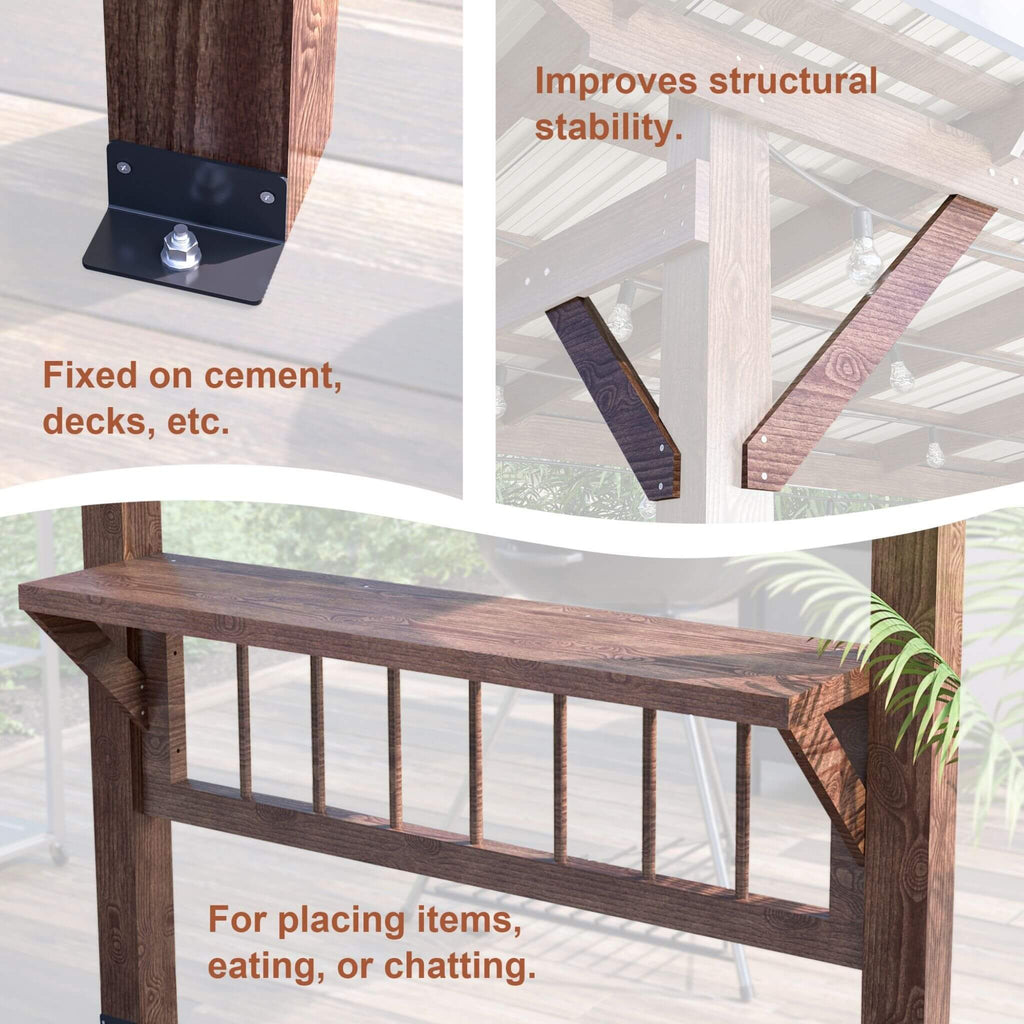 [06X13FT] Alora Durable Outdoor Hardtop BBQ Grill Shelter Gazebo With Shelves (SAK65420)