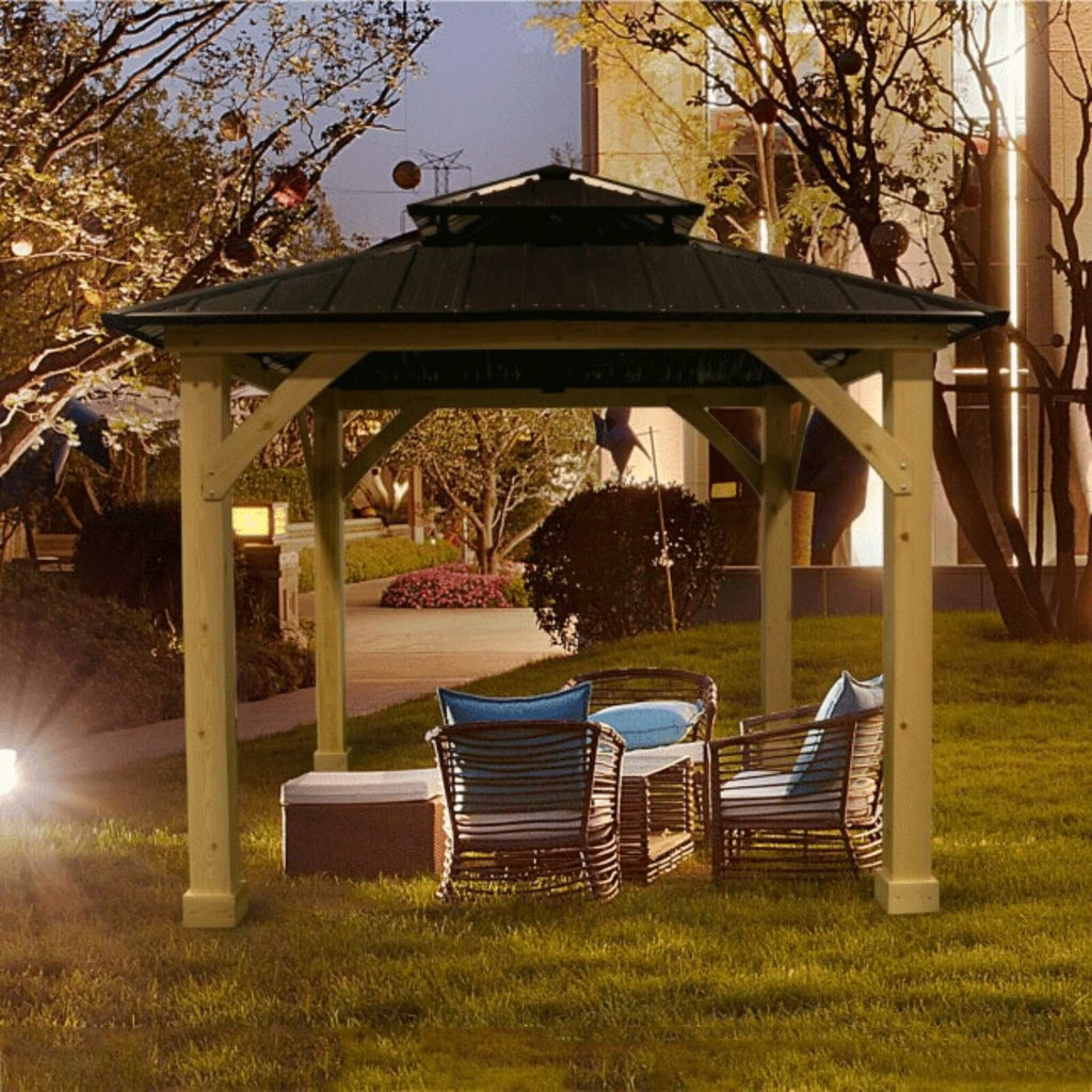 [10X10FT] Premium Outdoor Patio Hardtop Gazebo W/ Double Steel Roof (SAK01291)