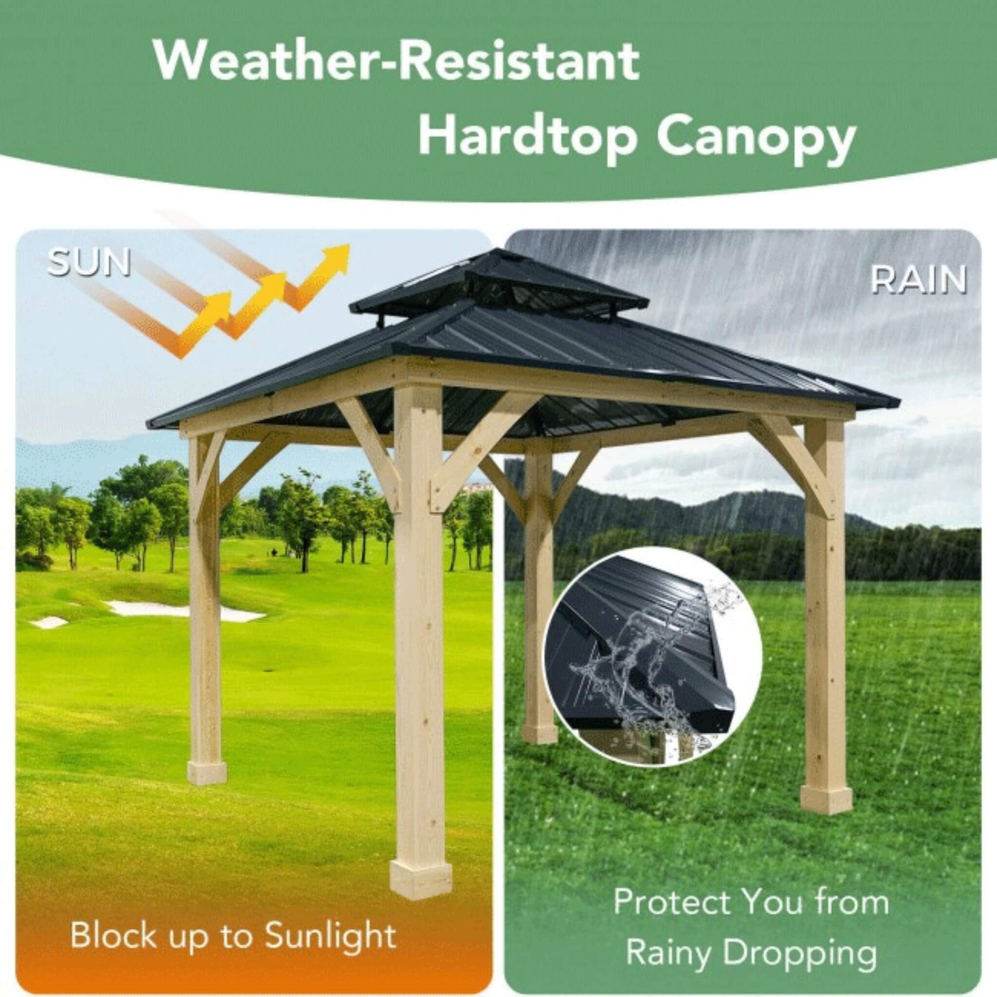 [10X10FT] Premium Outdoor Patio Hardtop Gazebo W/ Double Steel Roof (SAK01291)