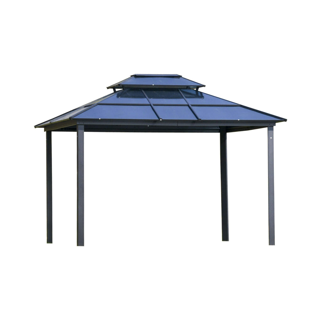 [10X12FT] Alora Hardtop Gazebo Canopy With Polycarbonate Double Roof, Netting, And Curtains (SAK15672)