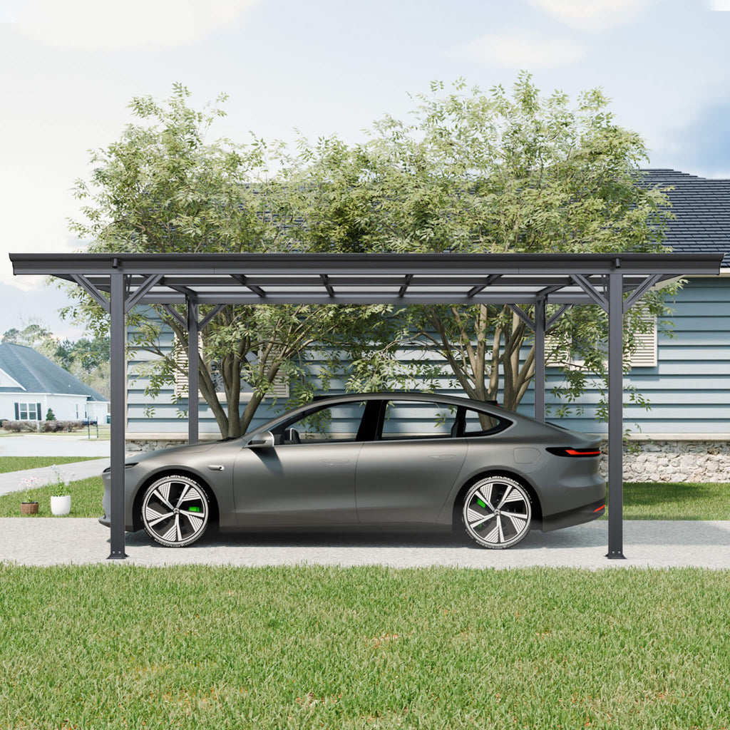 [10X16FT] Alora Heavy-Duty Outdoor Driveway Pergola With Aluminum Alloy Frame And Polycarbonate Panels (SAK47395)