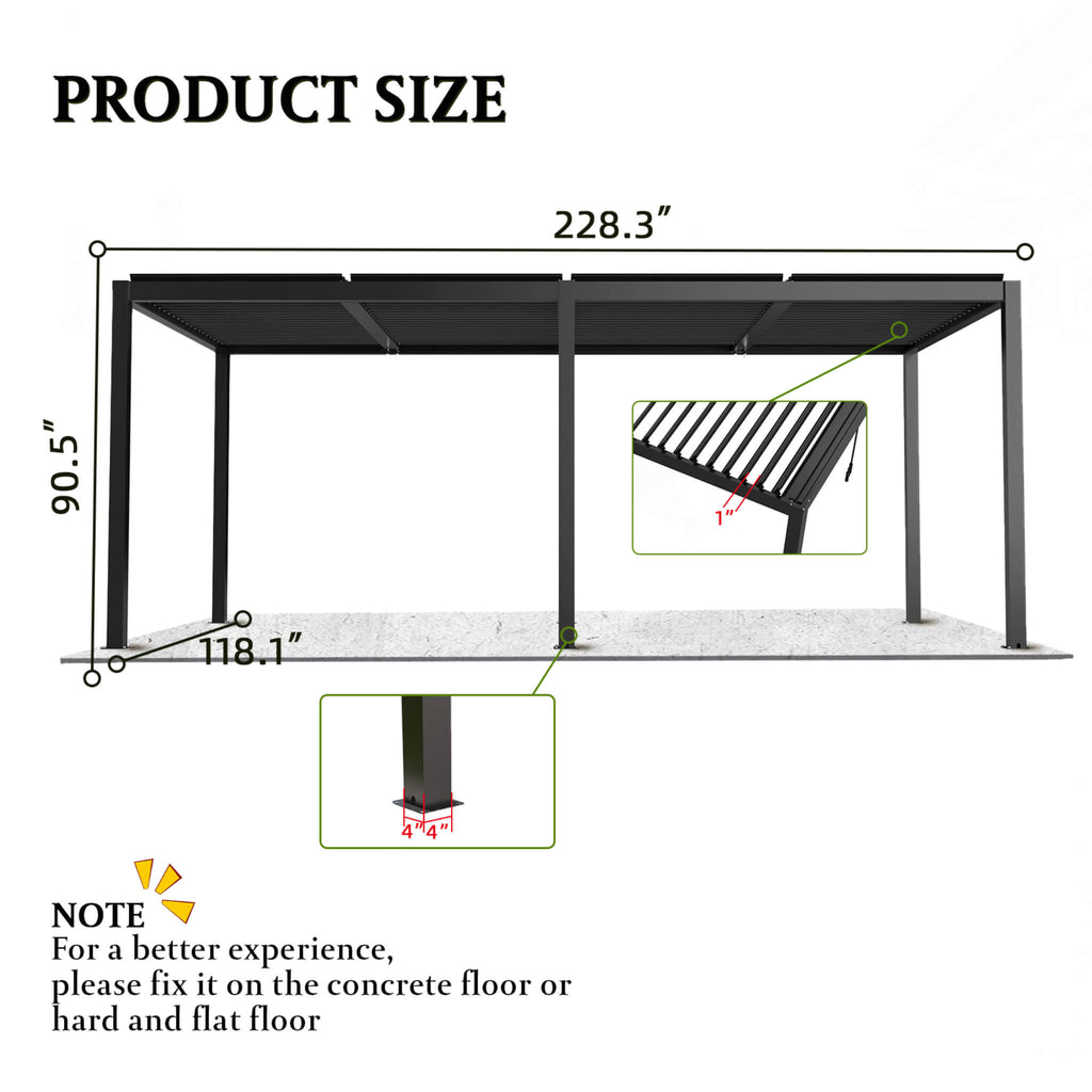 [10X19FT] Alora Modern Durable All-Weather Outdoor Pergola With Aluminum Frame And Steel Louvers (SAK32691)
