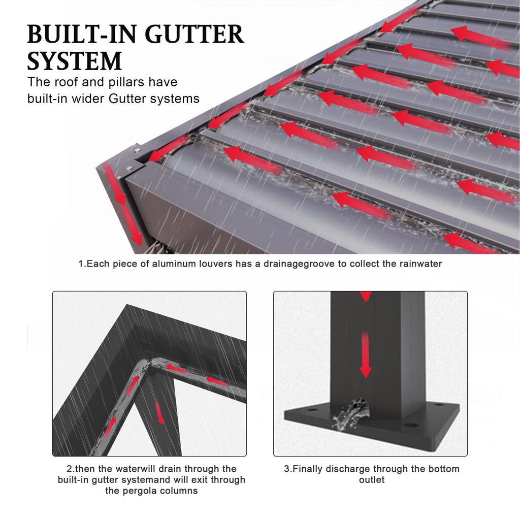 [10X19FT] Alora Premium Powder-Coated Aluminum Pergola With Adjustable Louvers (SAK78345)