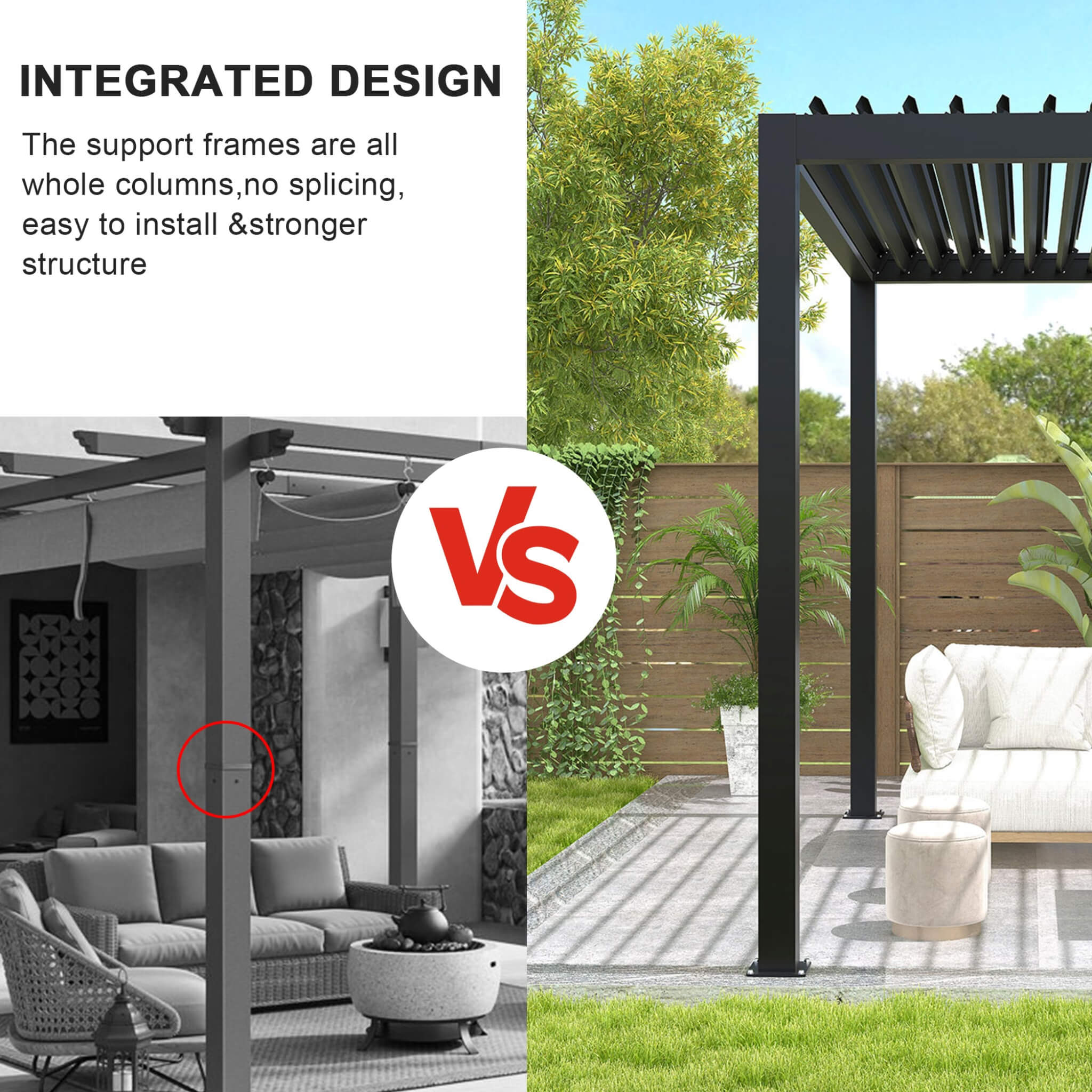 [10X19FT] Alora Premium Powder-Coated Aluminum Pergola With Adjustable Louvers (SAK78345)