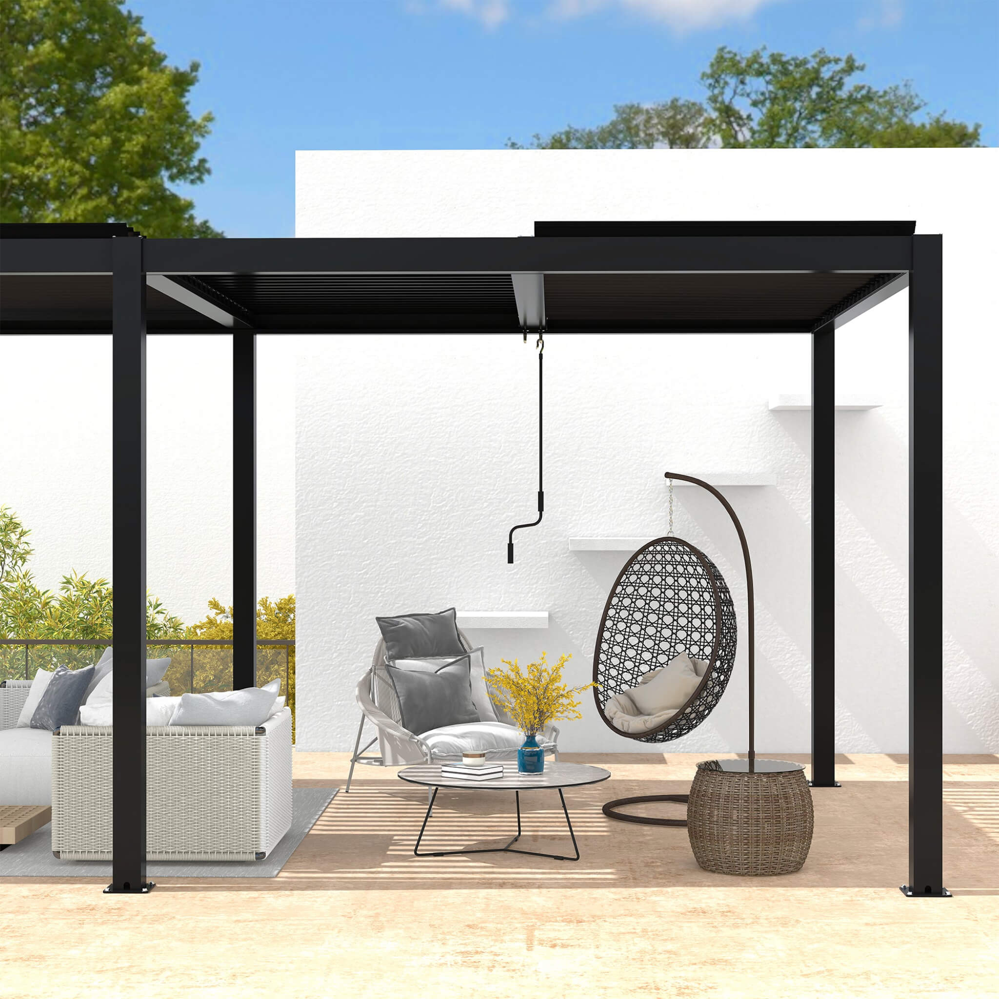 [10X19FT] Alora Premium Powder-Coated Aluminum Pergola With Adjustable Louvers (SAK78345)