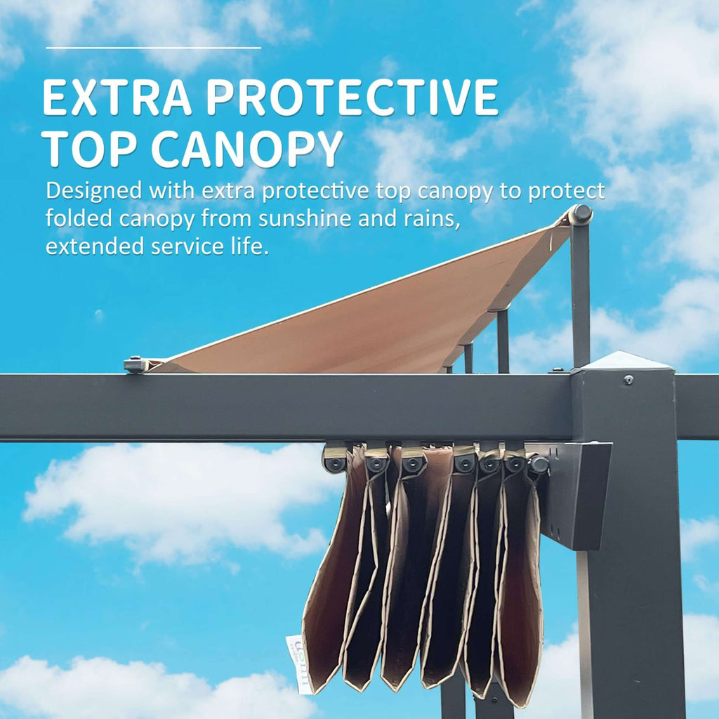 [11X16FT] Alora Heavy-Duty Outdoor Retractable Aluminum Pergola With Weather-Resistant Canopy (SAK91853)