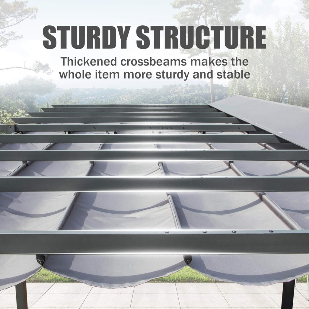 [11X20FT] Alora Premium Outdoor Retractable Aluminum Pergola Gazebo With Weather-Resistant Canopy (SAK54612)