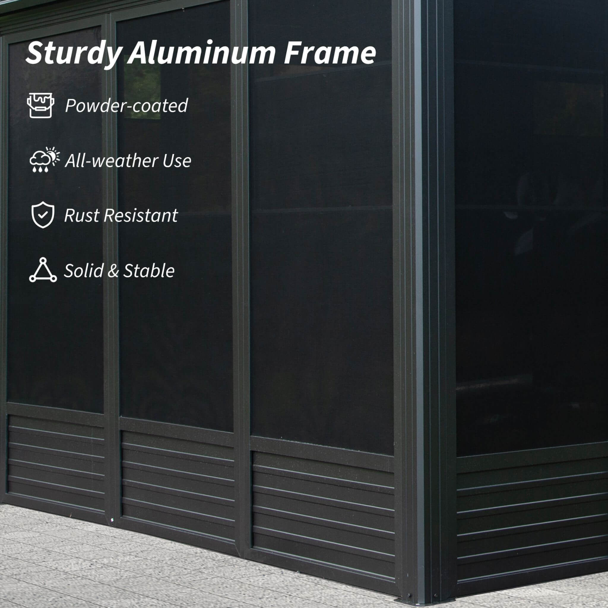 [11X21FT] Alora Outdoor All-Season Solarium Sunroom Gazebo With Galvanized Steel Roof (SAK42018)