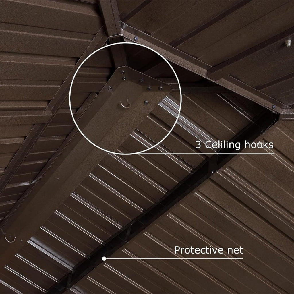 [12X20FT] Heavy-Duty Outdoor Backyard Hardtop Gazebo With Netting And Curtains (SAK18352)