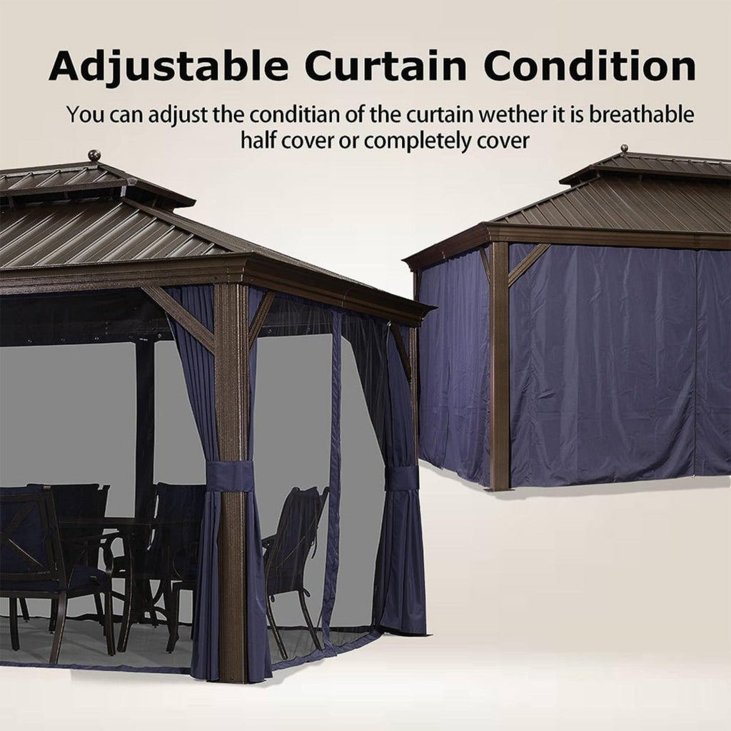 [12X20FT] Heavy-Duty Outdoor Backyard Hardtop Gazebo With Netting And Curtains (SAK18352)