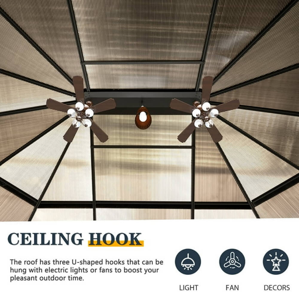 [12x15FT] Alora Extra Large Premium Outdoor All-Season Polycarbonate Hardtop Solarium Sunroom With Sliding Doors (SAK69584)