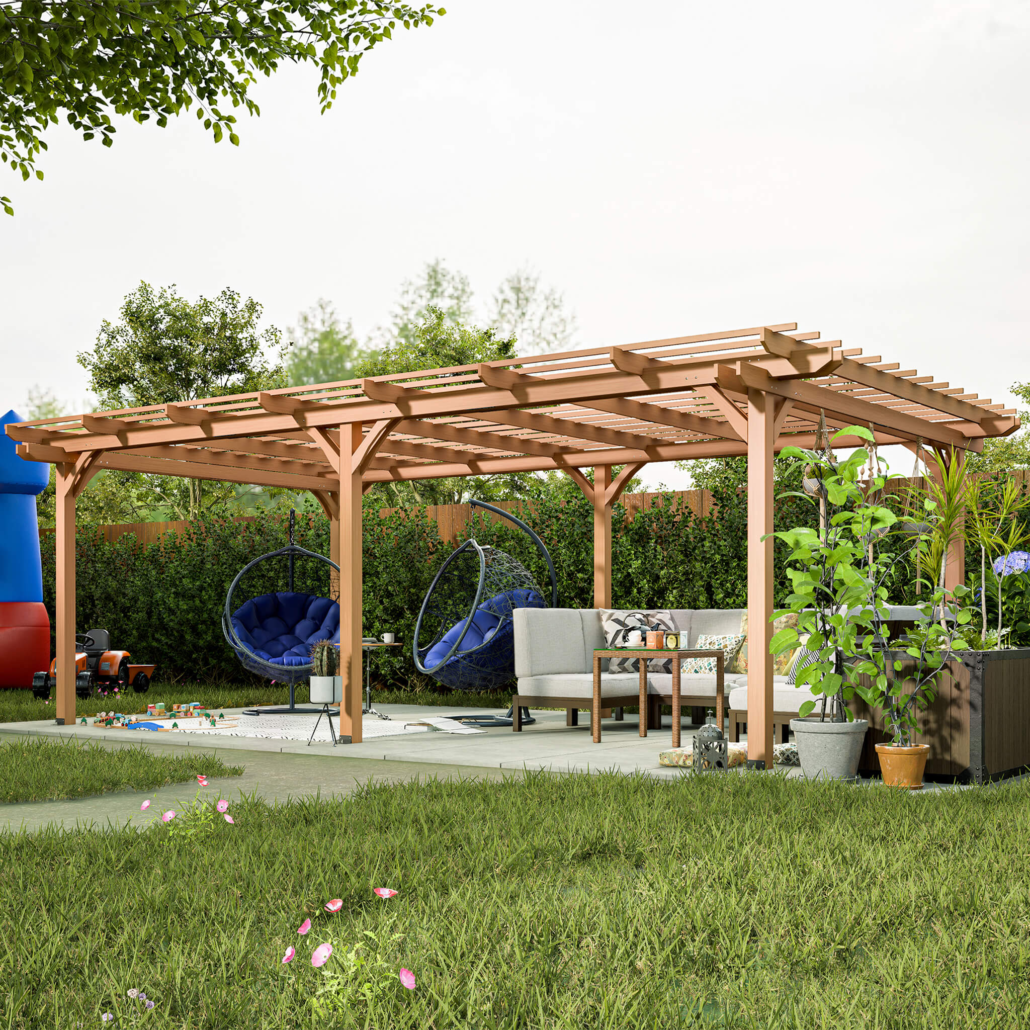 [12X16FT] Alora Extra Large Outdoor Wooden Waterproof Grape Gazebo, Brown (SAK76476)