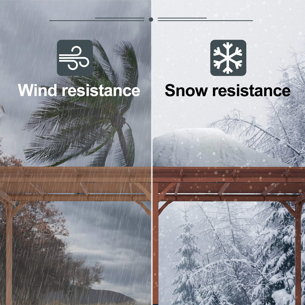 [12X16FT] Alora Extra Large Outdoor Wooden Waterproof Grape Gazebo, Brown (SAK76476)