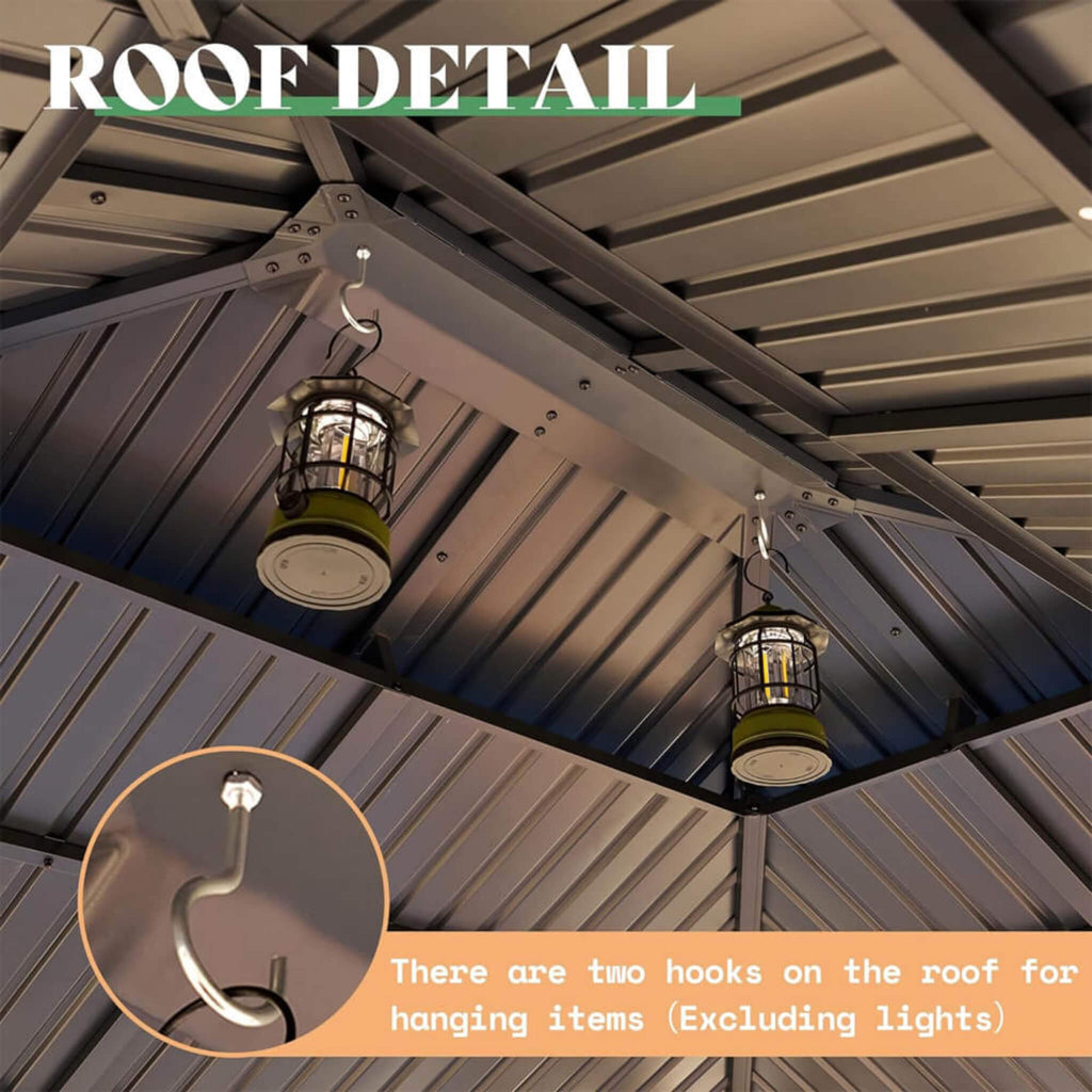 [13X15FT] Alora Premium Outdoor All-Season Wooden Cedar Hardtop Gazebo Carport With Double Iron Roof (SAK35187)