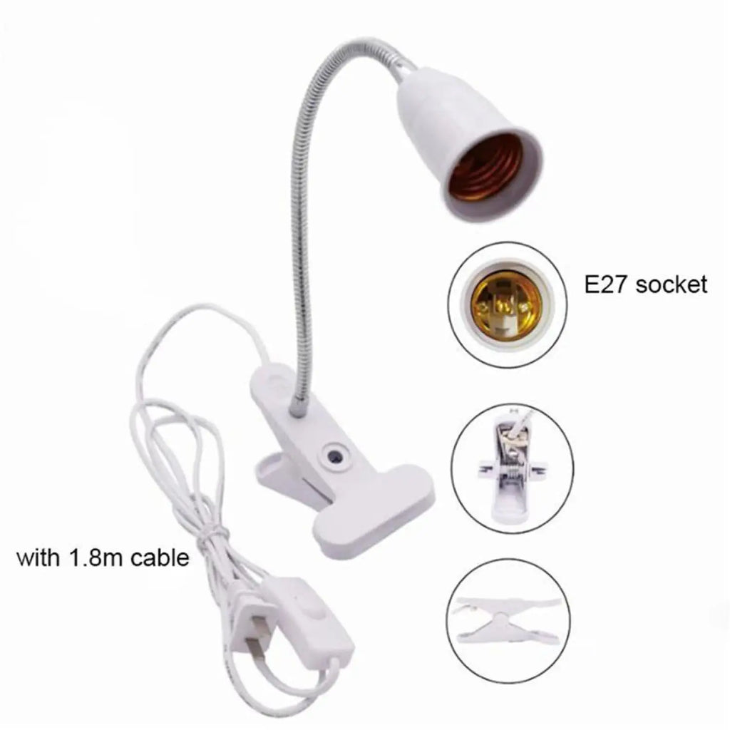 360° Flexible LED Grow Light with E27 Base, Clip-On Gooseneck & Switch