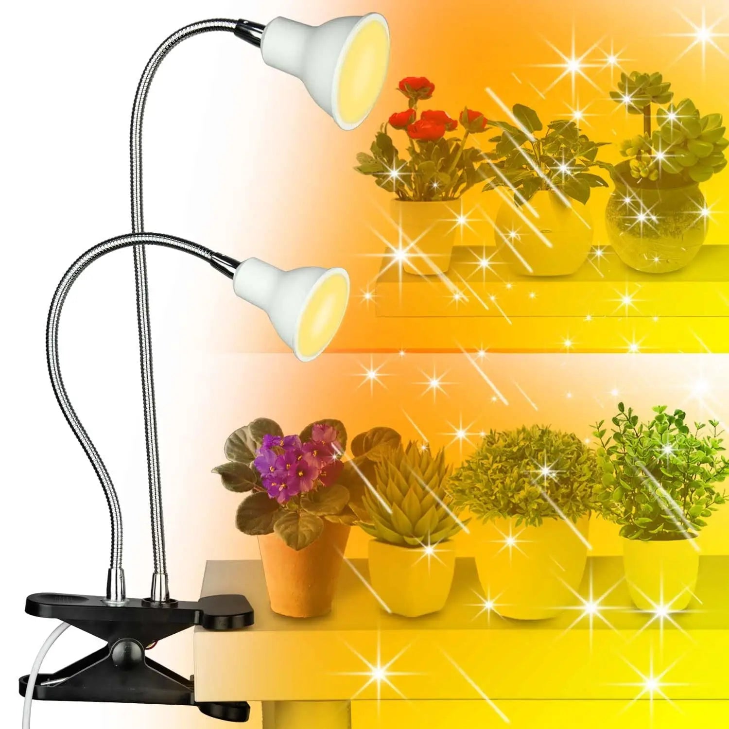 360° Flexible LED Grow Light with E27 Base, Clip-On Gooseneck & Switch