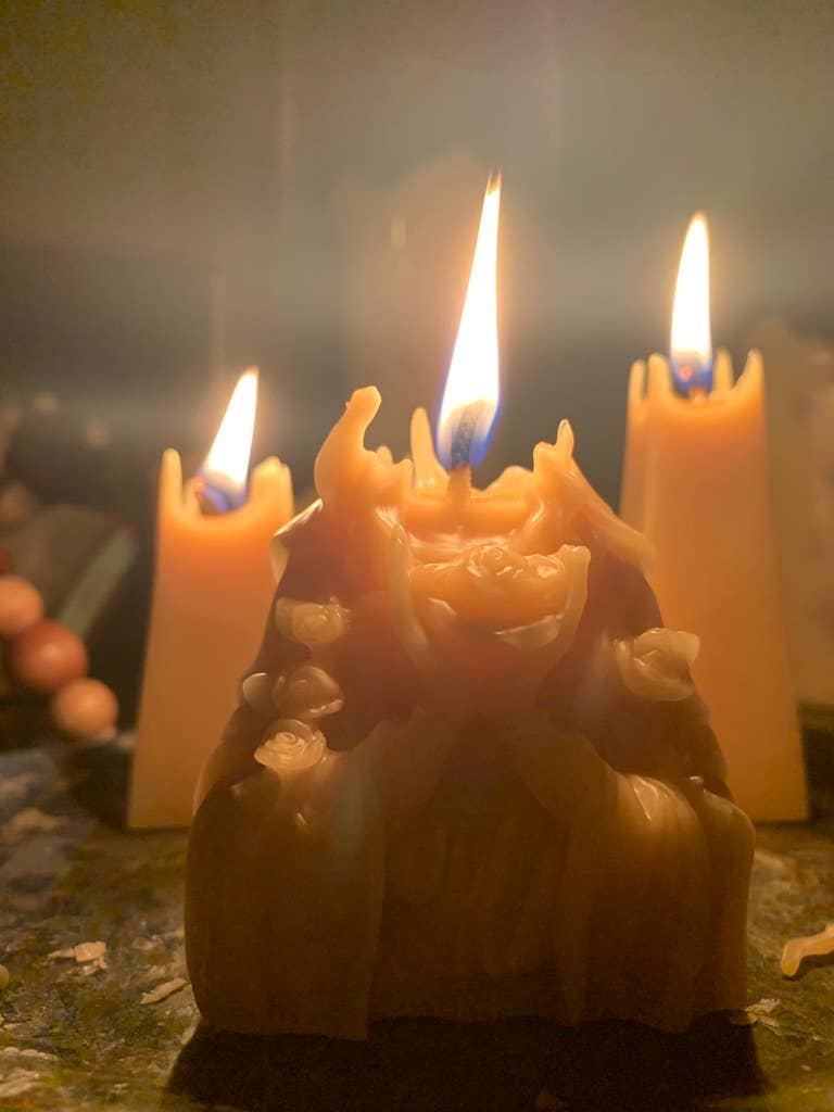 100% Beeswax Candle -  Sacred Blooming Mother