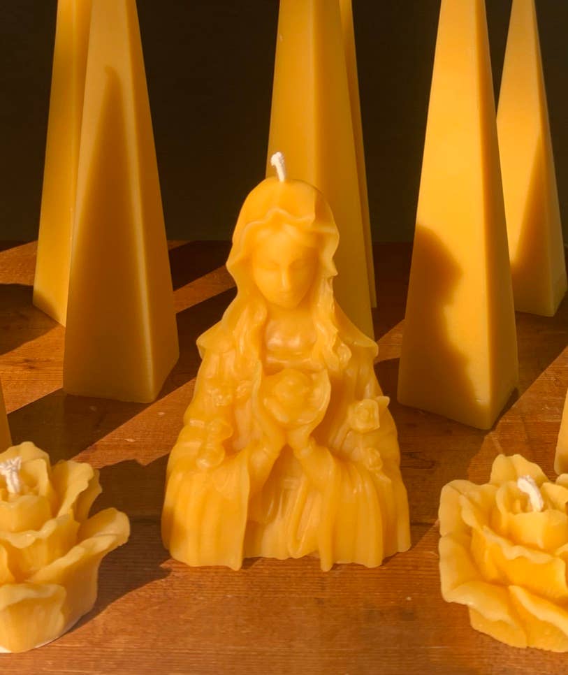 100% Beeswax Candle -  Sacred Blooming Mother