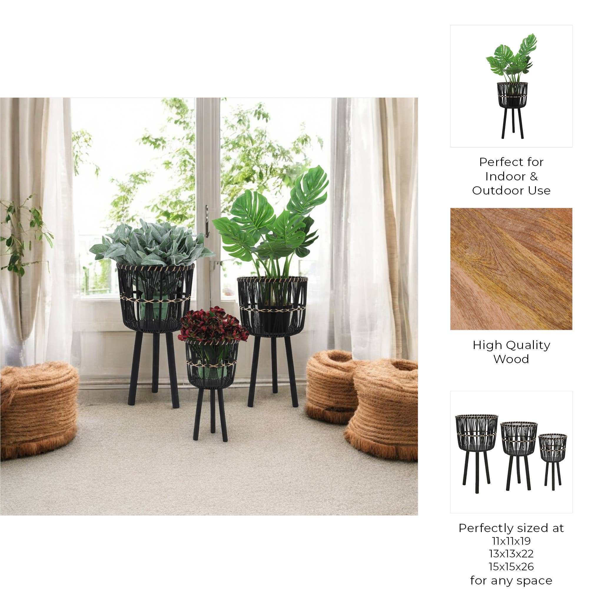 Bamboo Tripod Base Planters