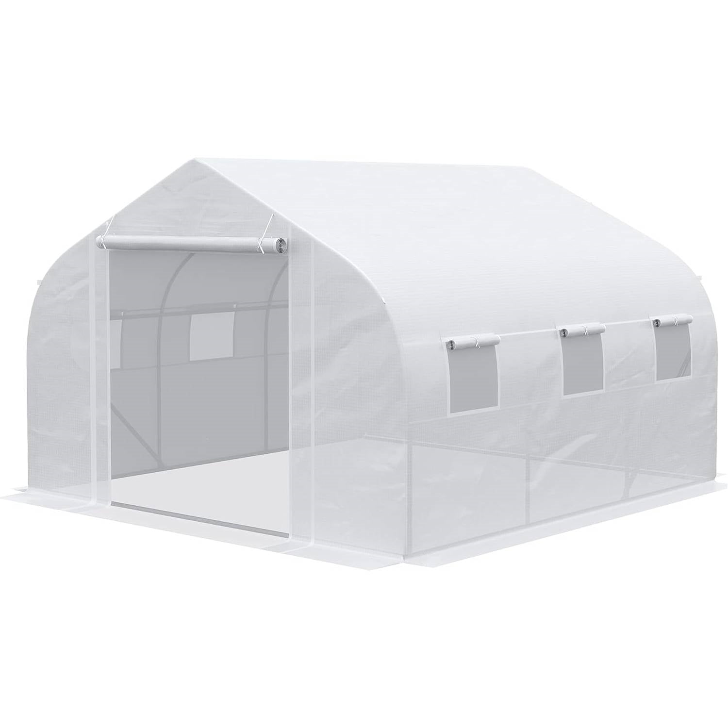 Greenhouse w/ White PE Cover and Heavy Duty Steel Frame 11.5' x 10' x 6.5'