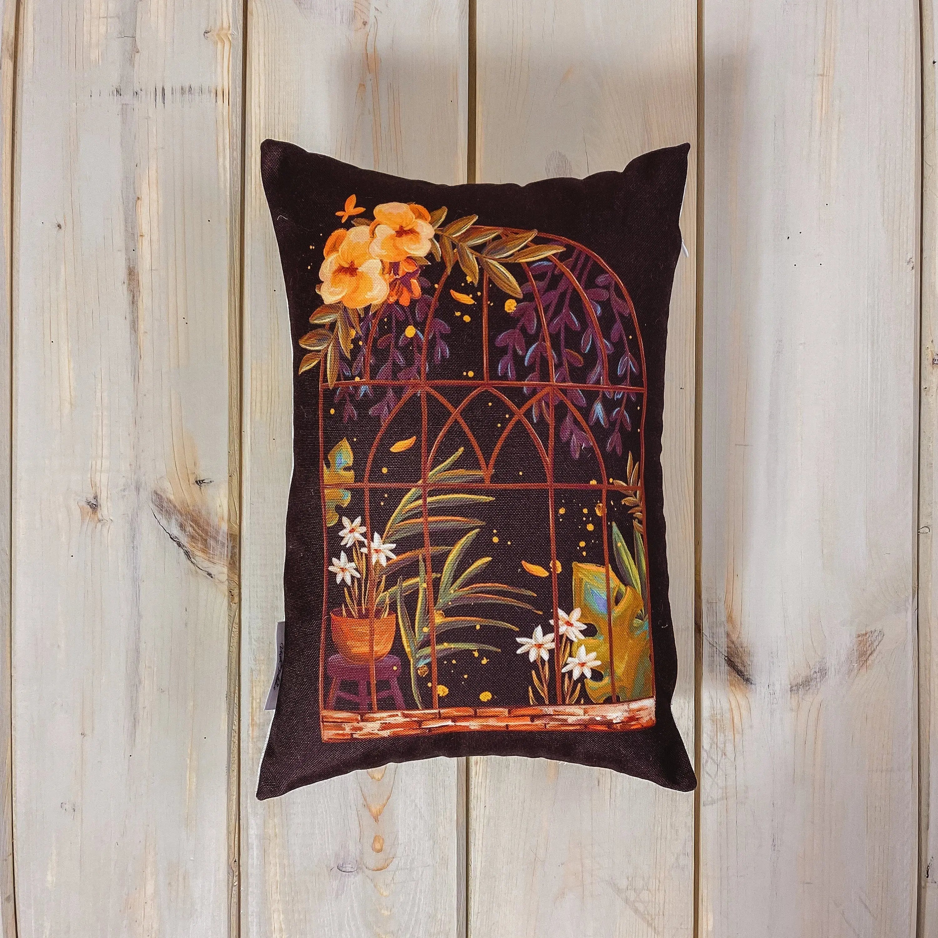 Brown Greenhouse | Pillow Cover | 12x18 | Greenhouse | Floral | Pillow | Throw Pillow | Gift for her | Flowers | Vintage | Gift for her by UniikPillows