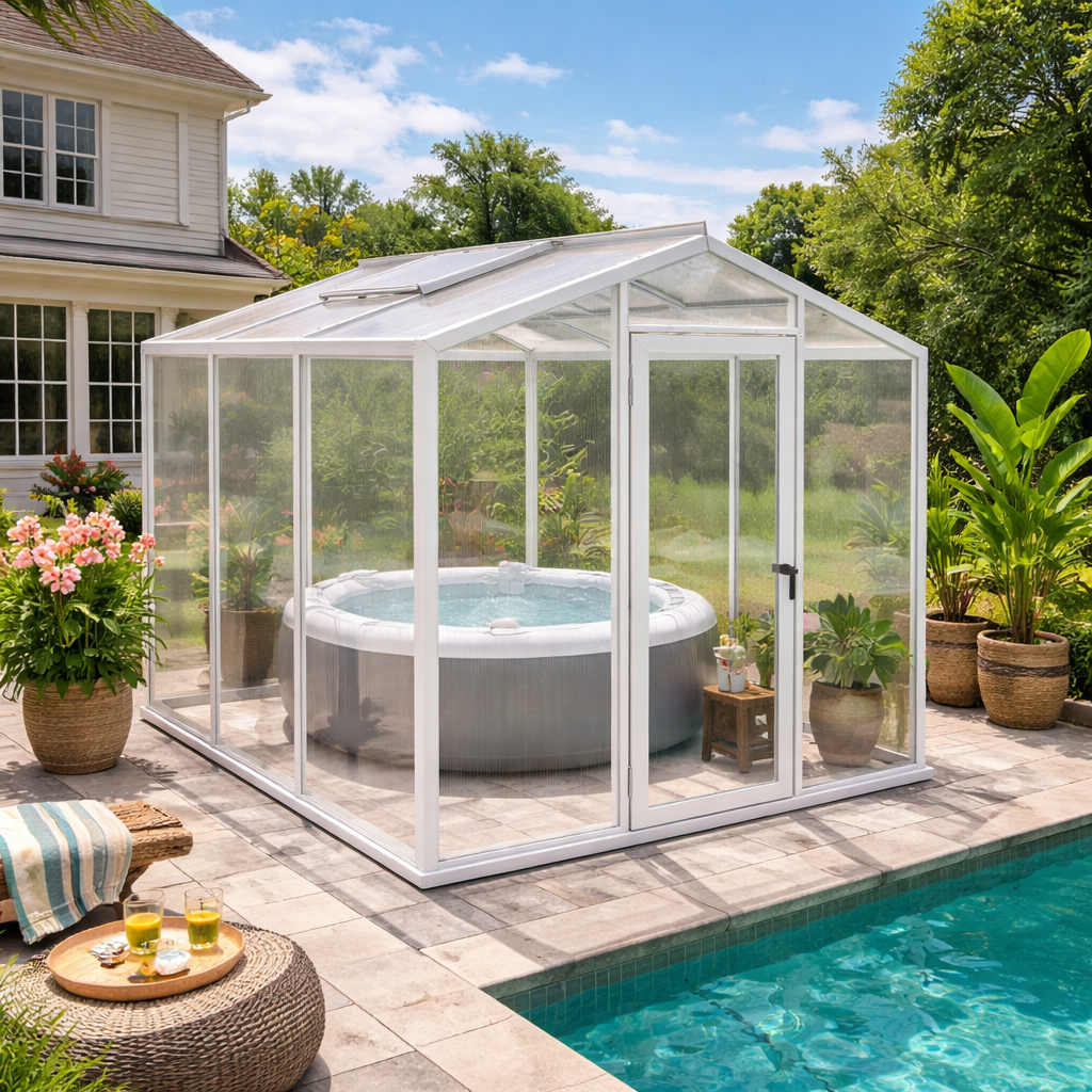 Heavy-Duty Aluminum Greenhouse Kits with Glass or Polycarbonate Panels (8' x 10')