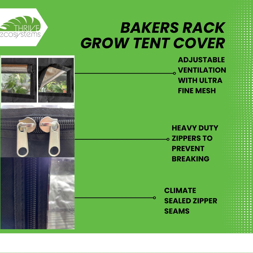 48x18x72 Baker's Rack Grow Tent Cover – Clear Front Door, Adjustable Ventilation & Fully Enclosed Bottom