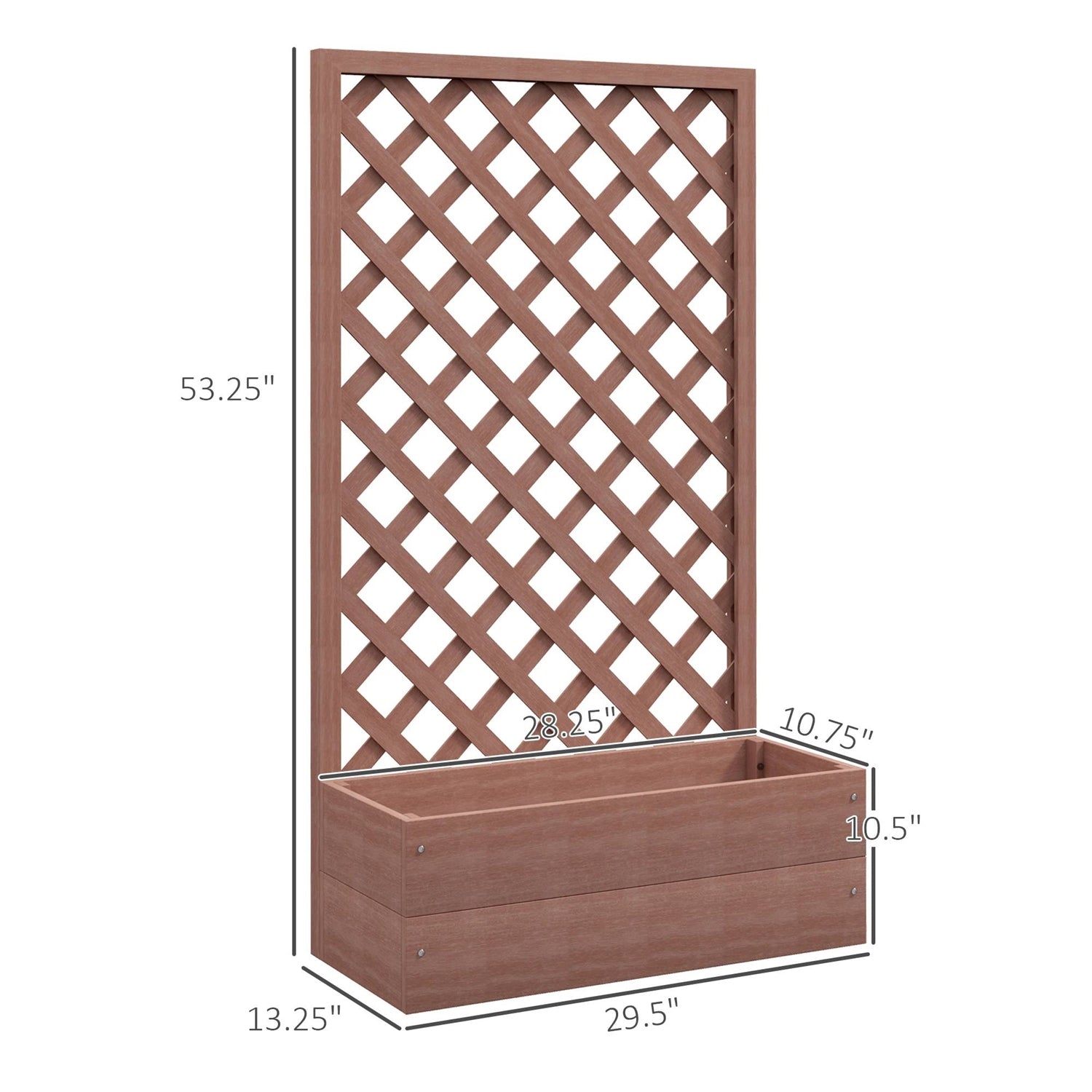 Outdoor Brown Wooden Raised Garden Bed Planter Box with Lattice Trellis