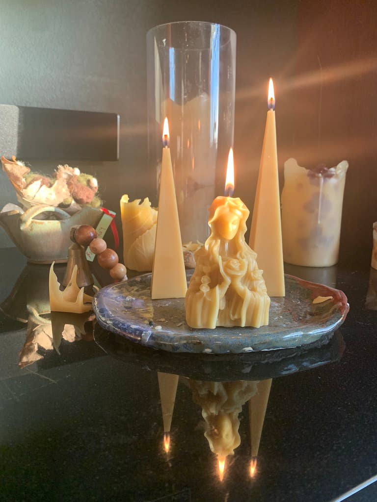 100% Beeswax Candle -  Sacred Blooming Mother