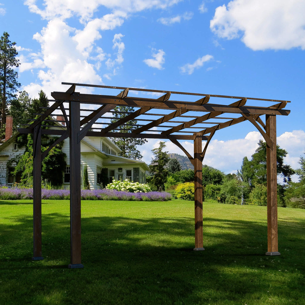 [10X12FT] Alora Premium Outdoor Brown Cedar Wood Pergola For Spacious Patios (SAK45639)