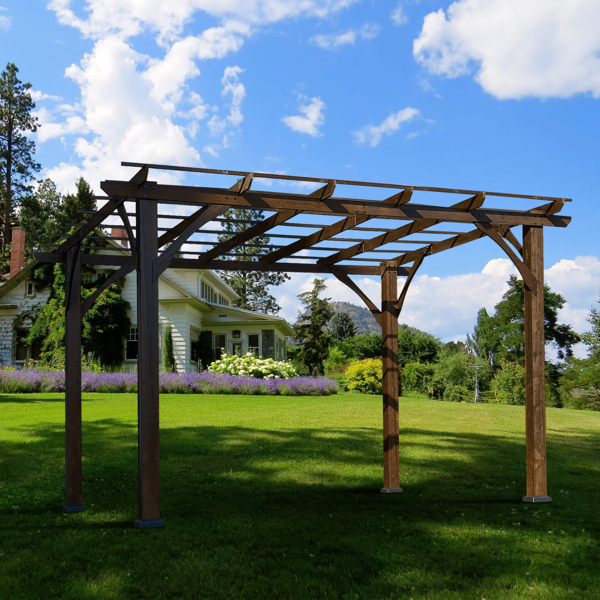 [10X12FT] Alora Premium Outdoor Brown Cedar Wood Pergola For Spacious Patios (SAK45639)