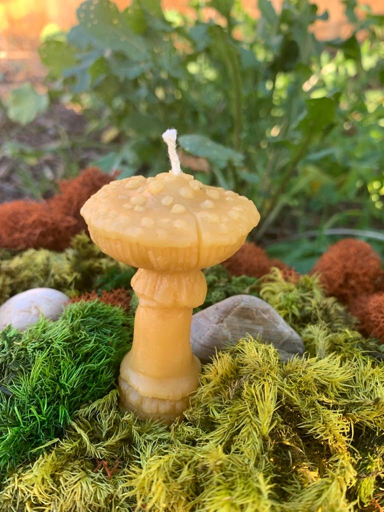 100% Beeswax Candle- Amanita Mushroom
