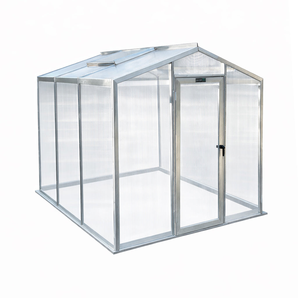 Heavy-Duty Aluminum Greenhouse Kits with Glass or Polycarbonate Panels (8' x 10')