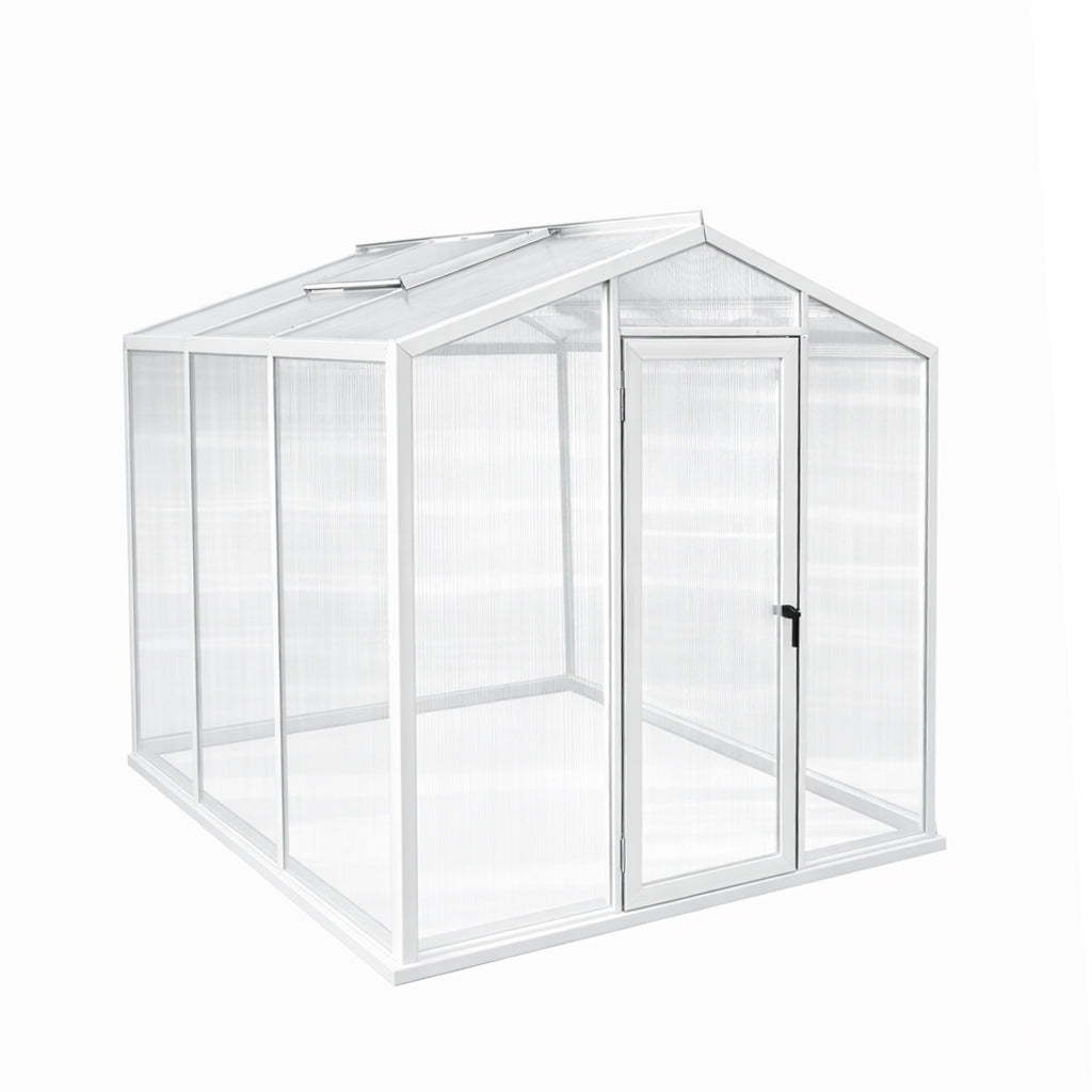 Heavy-Duty Aluminum Greenhouse Kits with Glass or Polycarbonate Panels (8' x 10')
