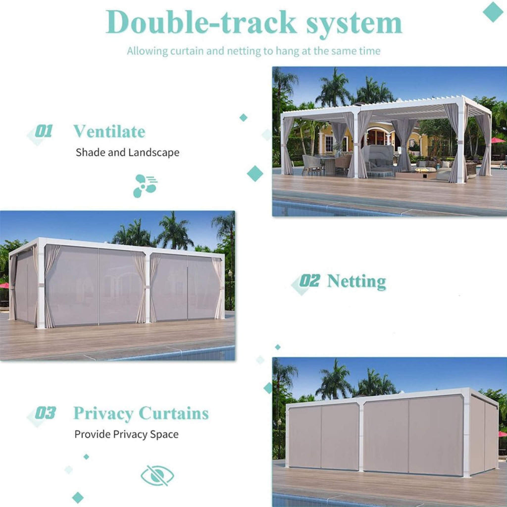 [12X20FT] Alora Outdoor Hardtop Louvered Pergola With Adjustable Aluminum Rainproof Roof (SAK18625)