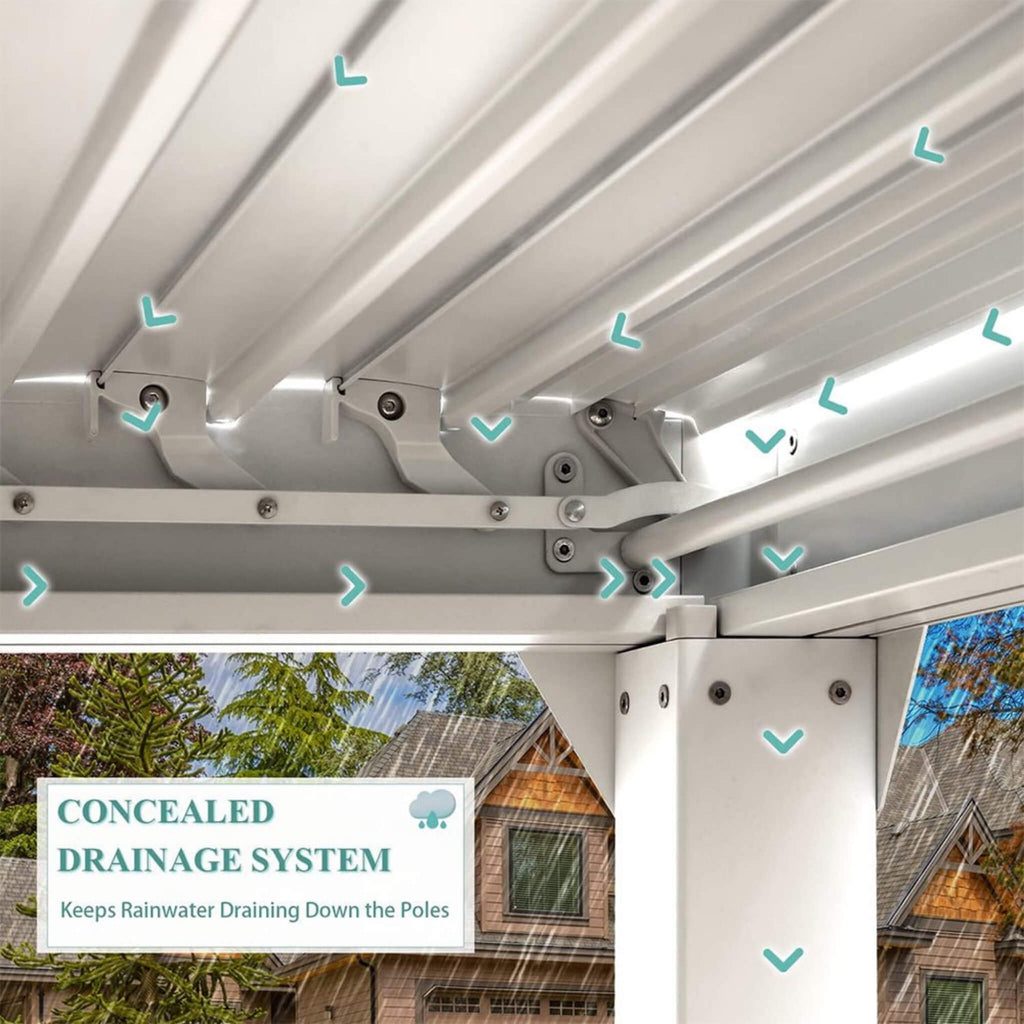 [12X20FT] Alora Outdoor Hardtop Louvered Pergola With Adjustable Aluminum Rainproof Roof (SAK18625)