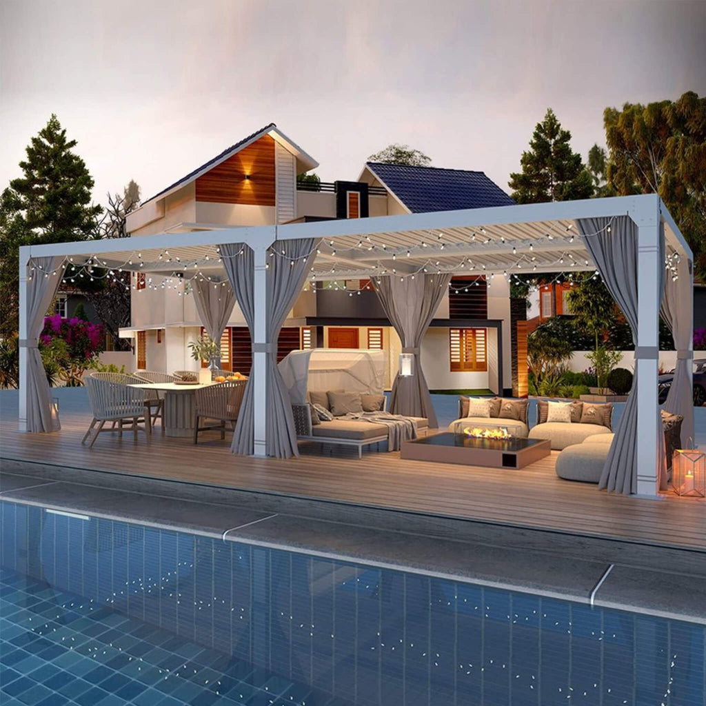 [12X20FT] Alora Outdoor Hardtop Louvered Pergola With Adjustable Aluminum Rainproof Roof (SAK18625)